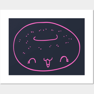 Happy Donut Pink Smiling Face Posters and Art